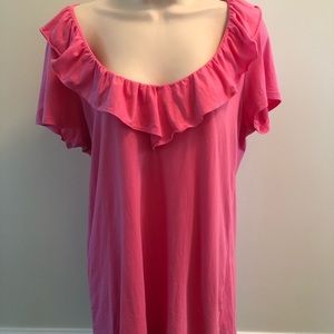 Lilly Pulitzer Large Pink Short Sleeve Ruffle Top
